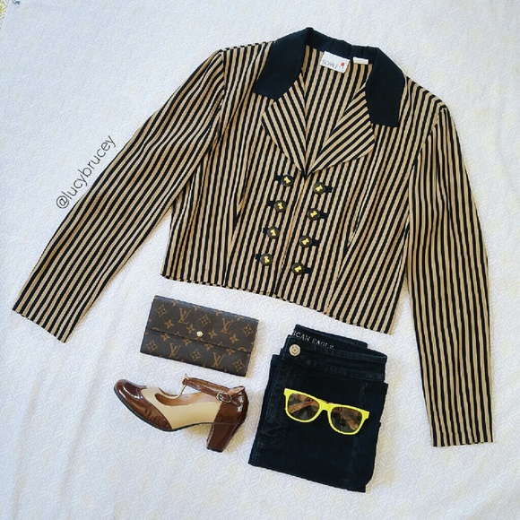 Scarlett striped Crop Jacket Blazer - Picture 2 of 4